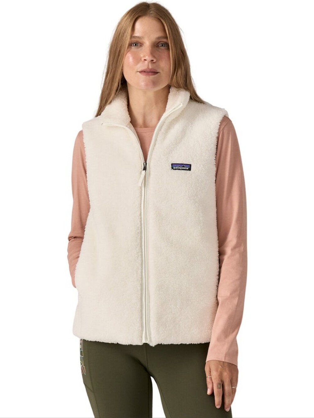 Patagonia Los Gatos Vest Small Birch White Cream Fuzzy Fleece Full Zip Cozy